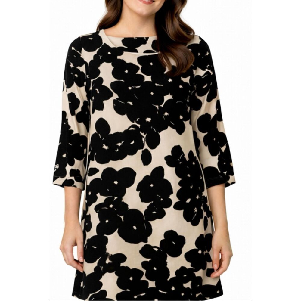 Mahi Gold black and white floral shift dress size small